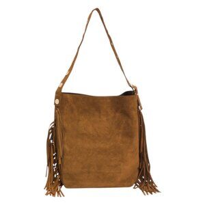 CHEVAL Made In Italy Suede Hobo Bag With Studs And Strap Fringe